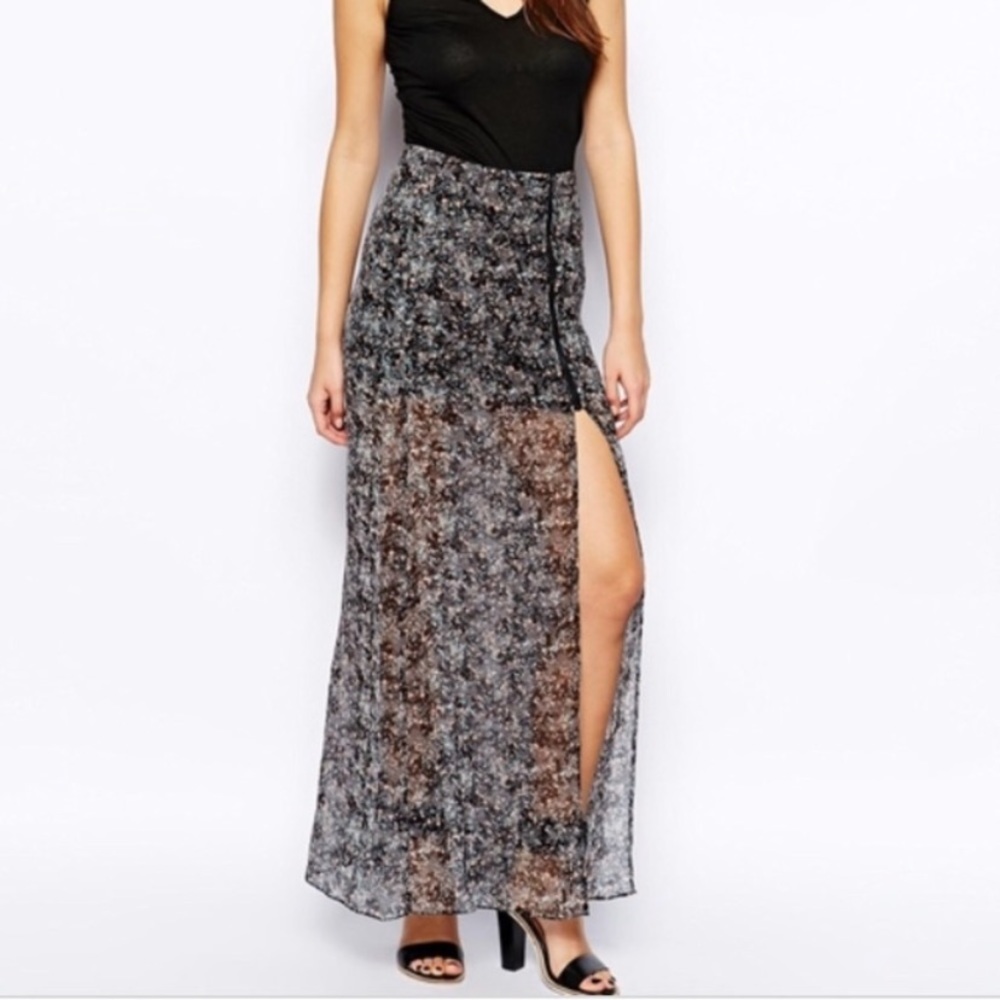 SOLD BCBGeneration Zip-Front Maxi Skirt Marbled